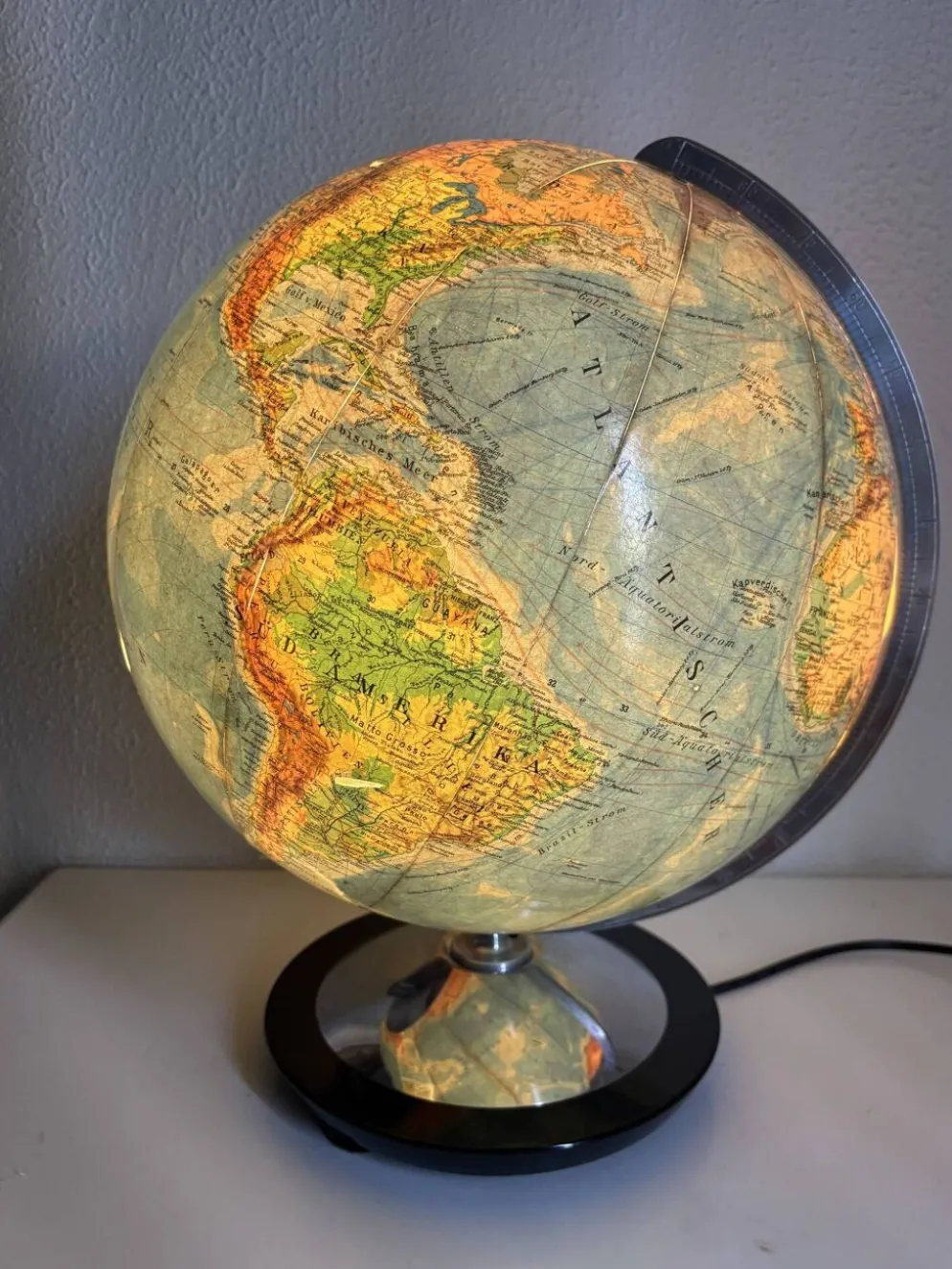 Globe vintage 1940 terrestre verre Duo Erdglobus Berlin - 42 cm