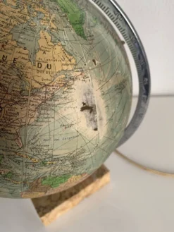 Globe vintage 1960 terrestre verre Perrina marbre mappemonde - 28 cm