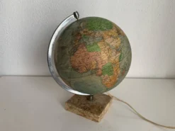 Globe vintage 1960 terrestre verre Perrina marbre mappemonde - 28 cm