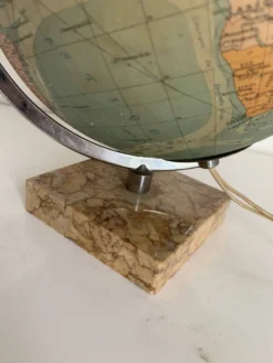 Globe vintage 1960 terrestre verre Perrina marbre mappemonde - 28 cm