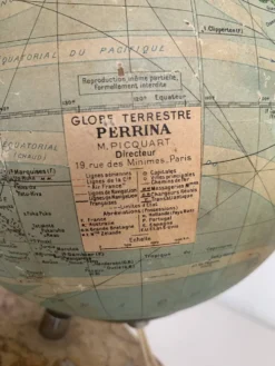 Globe vintage 1960 terrestre verre Perrina marbre mappemonde - 28 cm