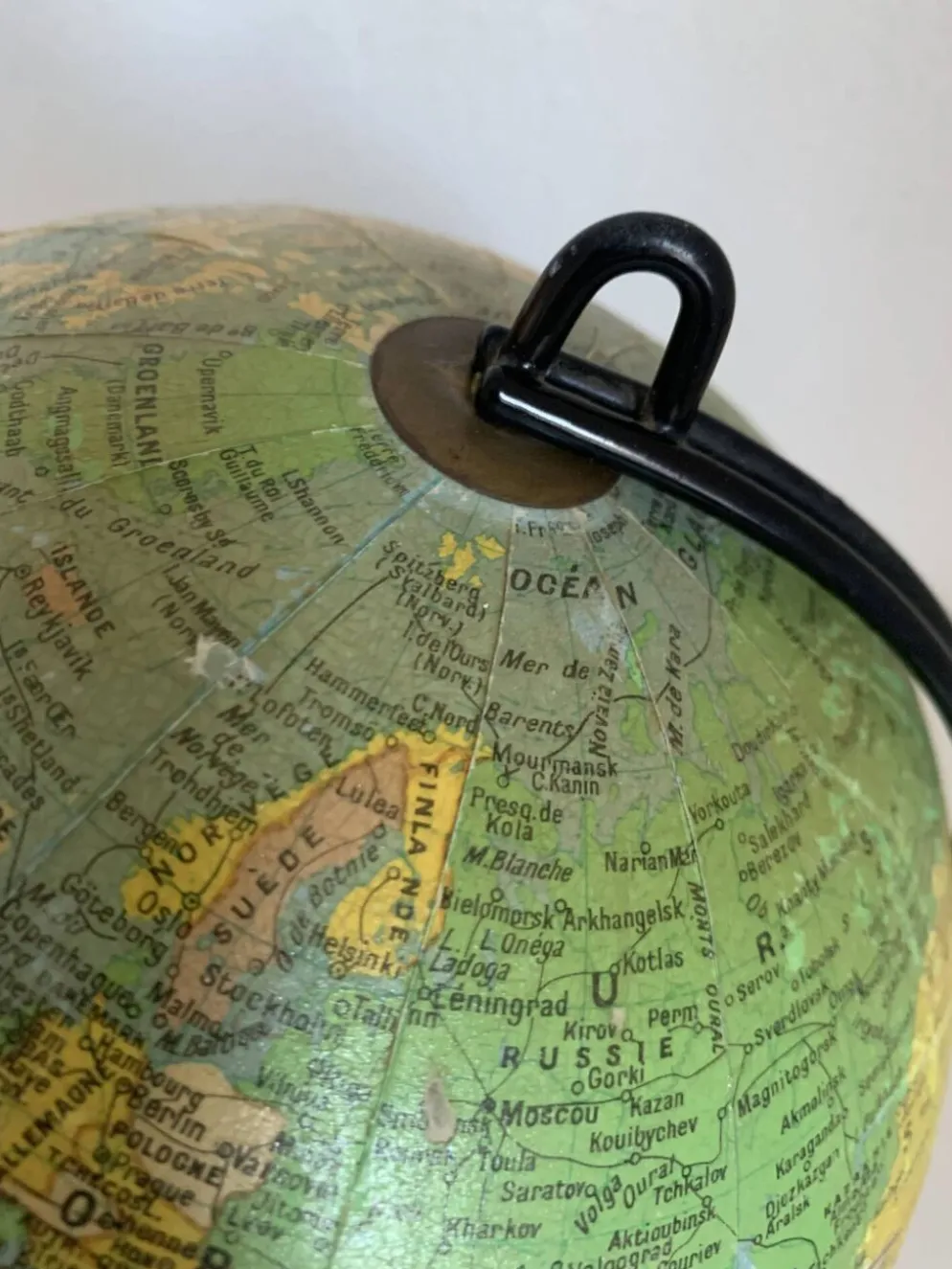 Globe vintage 1960 terrestre verre Girard et Barrère mappemonde - 27 cm