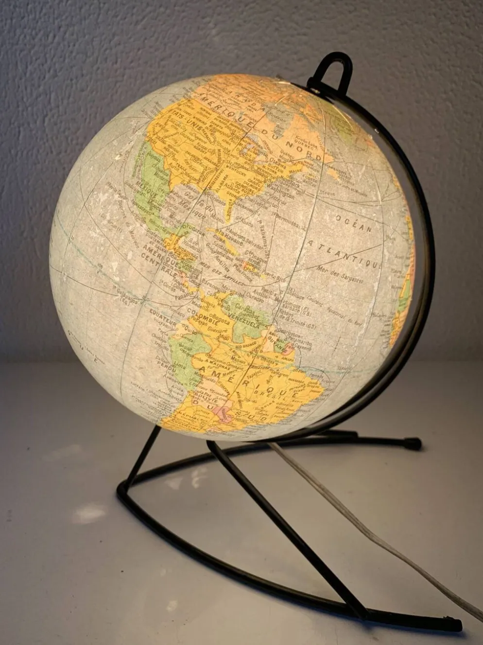 Globe vintage 1960 terrestre verre Girard et Barrère mappemonde - 27 cm