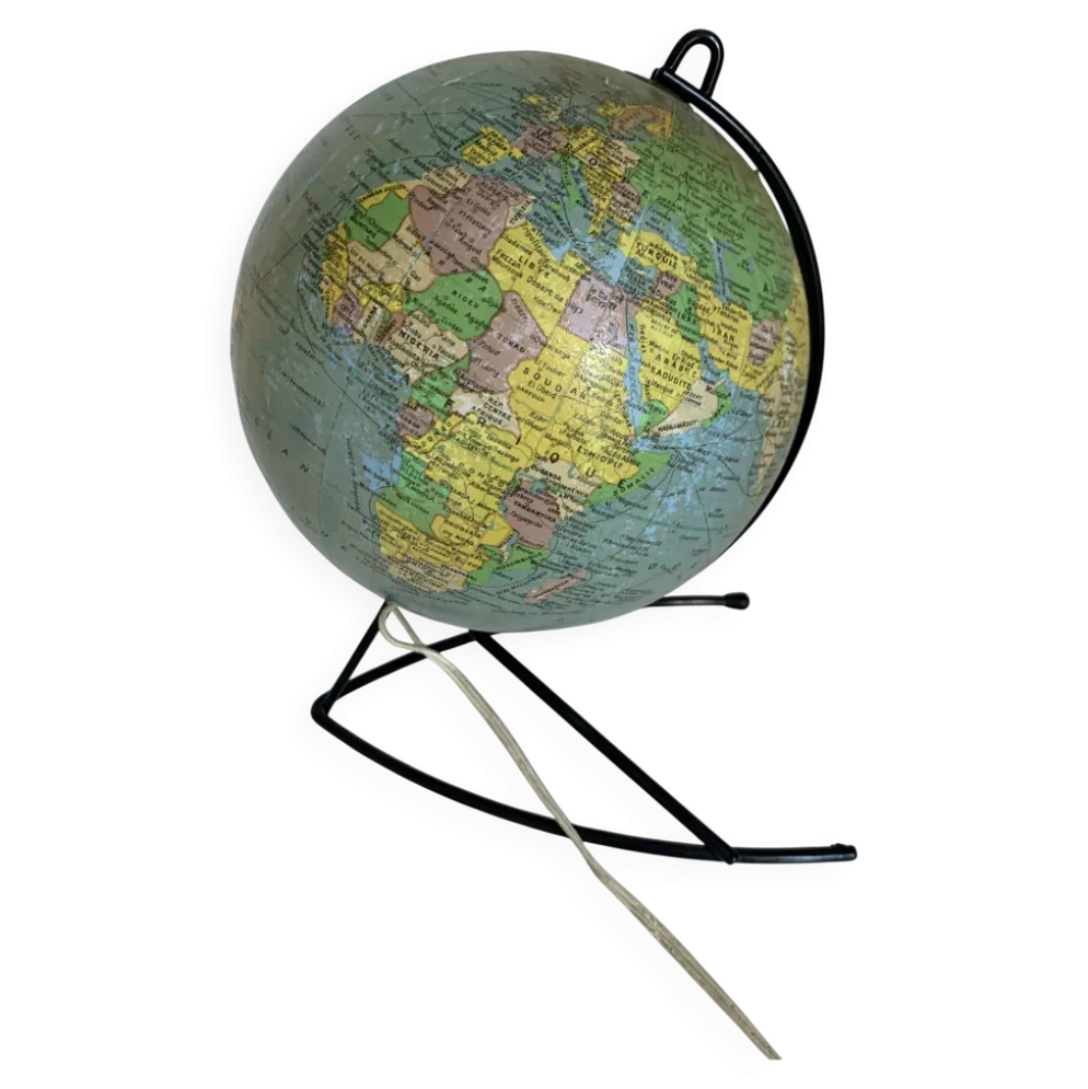 Globe vintage 1960 terrestre verre Girard et Barrère mappemonde - 27 cm