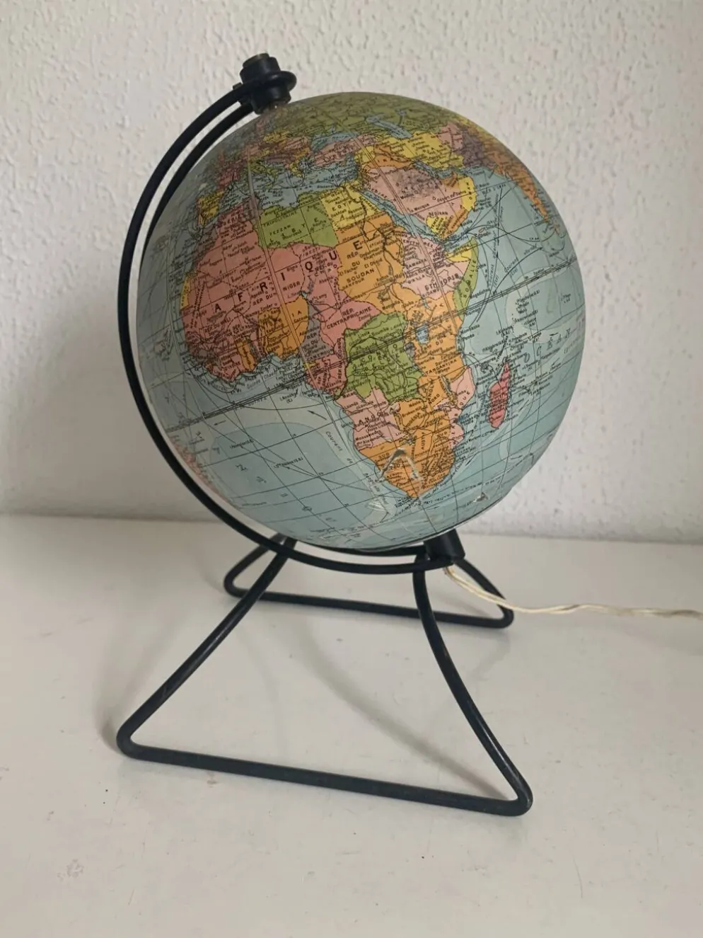 Globe vintage 1960 terrestre verre mappemonde Perrina - 24 cm