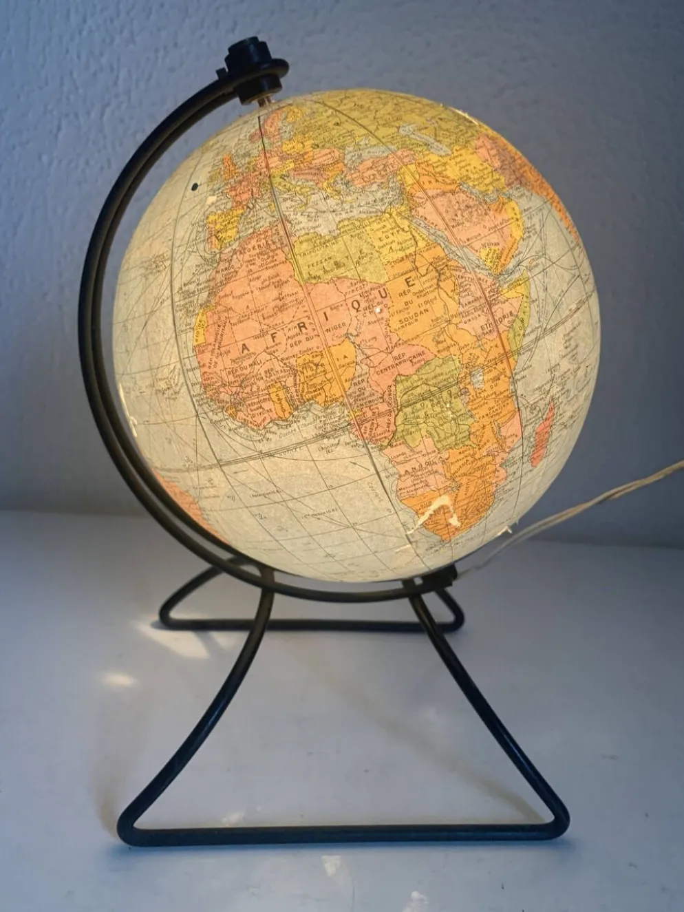 Globe vintage 1960 terrestre verre mappemonde Perrina - 24 cm