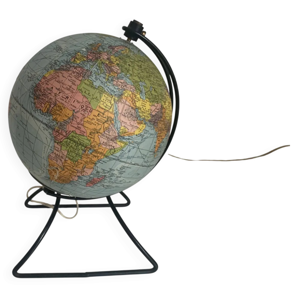 Globe vintage 1960 terrestre verre mappemonde Perrina - 24 cm