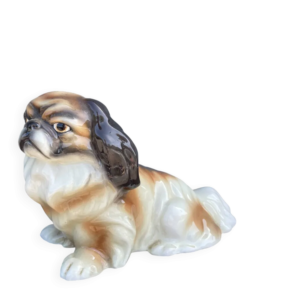 Goldscheider, chien pekingese en céramique