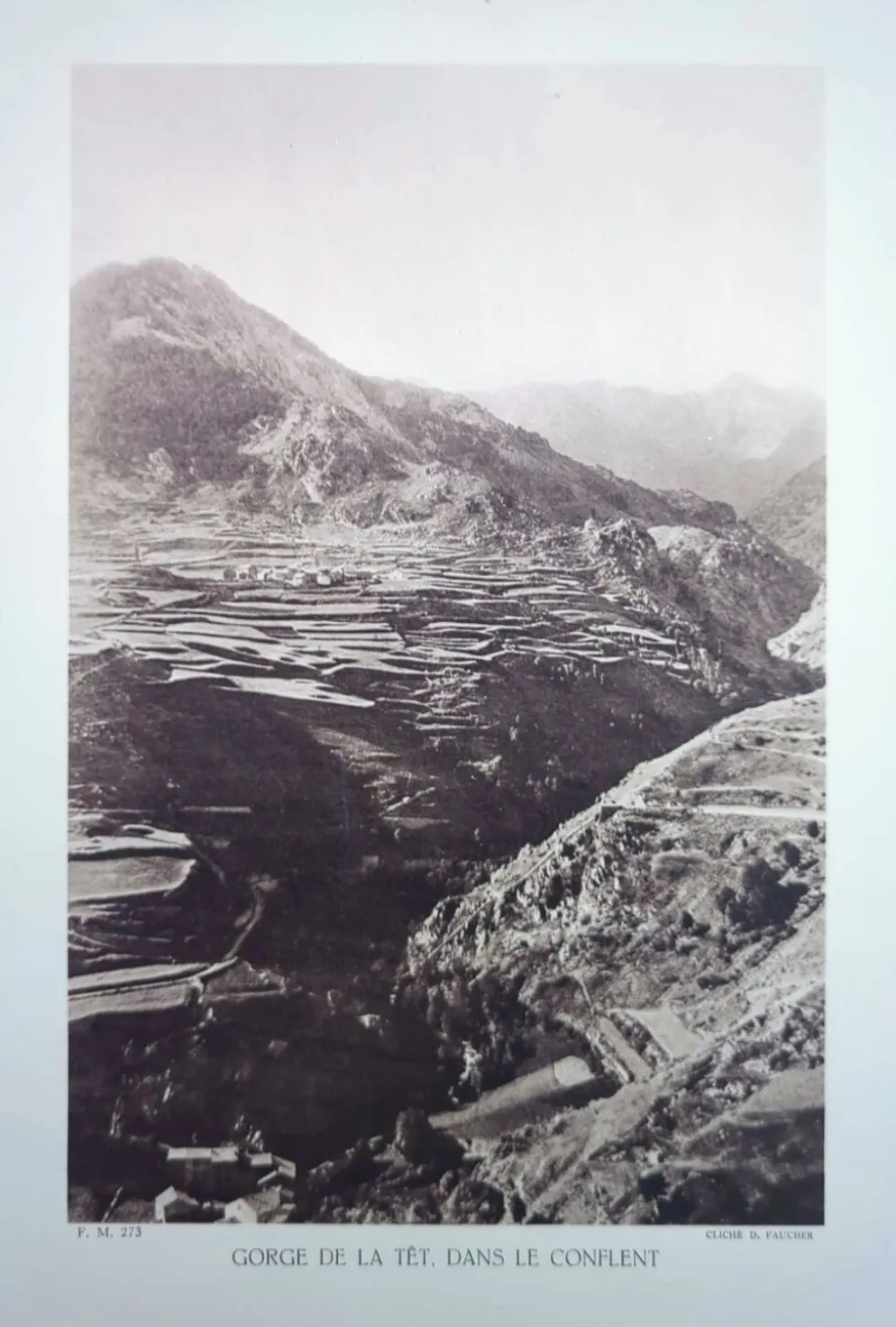 Gorge de la Têt, Pyrénées. Planche photo imprimée en 1937.