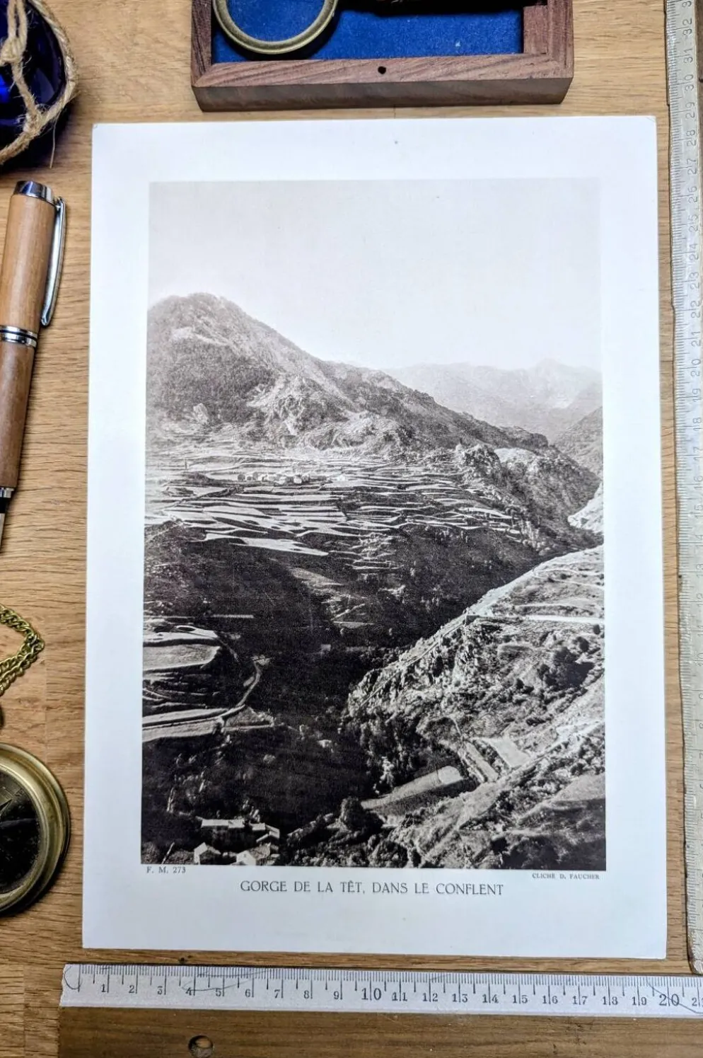 Gorge de la Têt, Pyrénées. Planche photo imprimée en 1937.