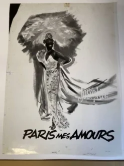 Gouache originale de l’affiche “Paris, mes amours” de Joséphine Baker, 1959 • ART