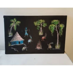 Gouache sur toile africaine signée : Banat