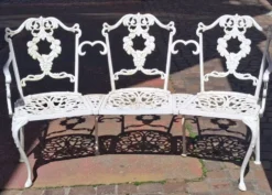Grand banc de terrasse ou jardin, en fonte, déco vintage