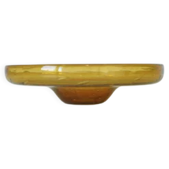 Grand bol en verre bulle ambre vintage – Centre de table en verre soufflé à la main – Ikebana