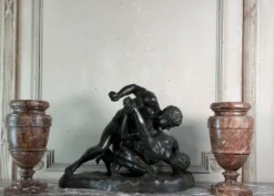 Grand bronze d’après l’antique conservé aux Offices à Florence, les lutteurs vers 1880