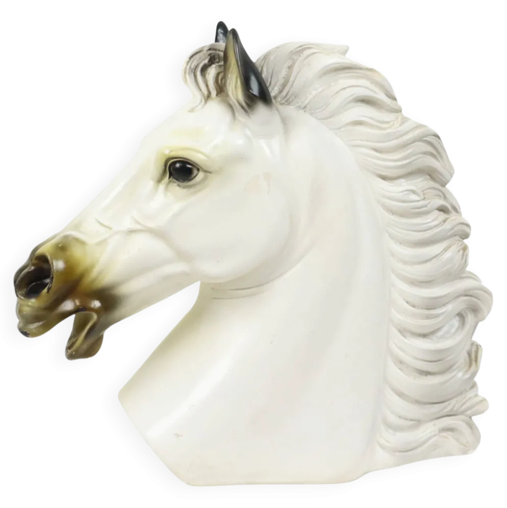 Grand buste classique cheval du Parthénon style grec plâtre 39 cm