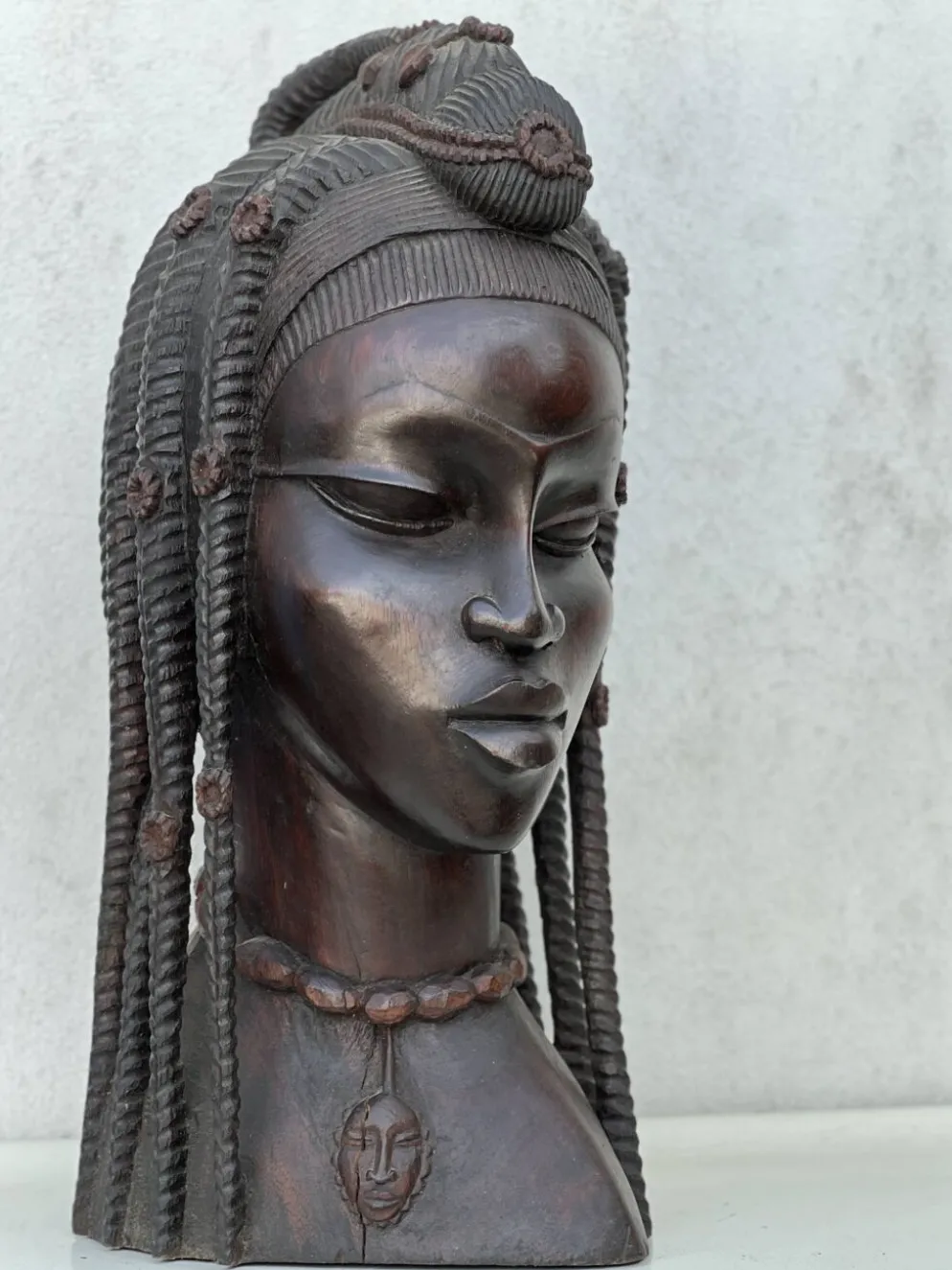 Grand buste en bois femme Africaine