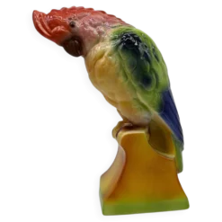 Grand Cacatoès Saint-Clément France Céramique Peinte Main Oiseau Tropical