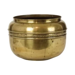 Grand cache-pot / jardinière en laiton repoussé français, 25 cm