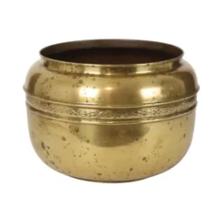 Grand cache-pot / jardinière en laiton repoussé français, 25 cm