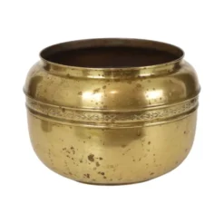 Grand cache-pot / jardinière en laiton repoussé français, 25 cm