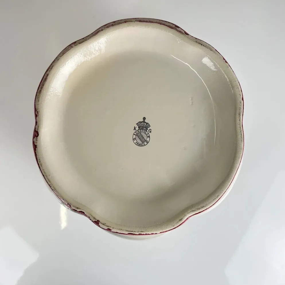 Grand cache pot KG Lunéville, modèle "Réverbère", motif rose