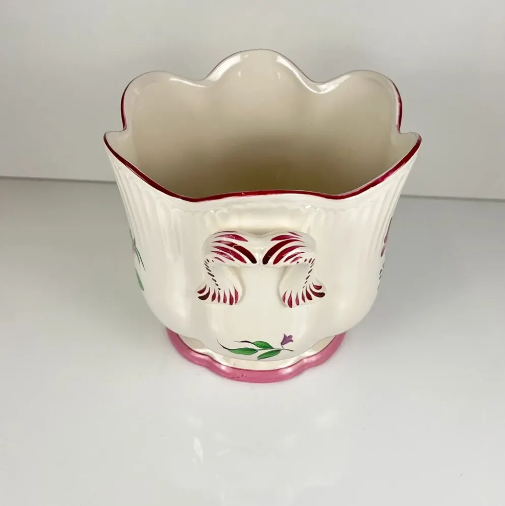 Grand cache pot KG Lunéville, modèle "Réverbère", motif rose