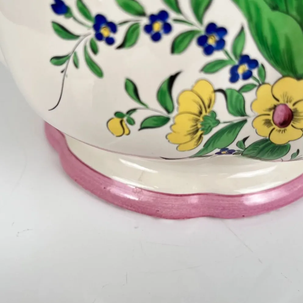 Grand cache pot KG Lunéville, modèle "Réverbère", motif rose