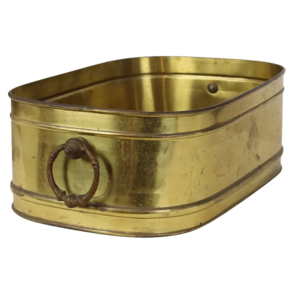Grand cache-pot ovale en laiton vintage XL 41 cm