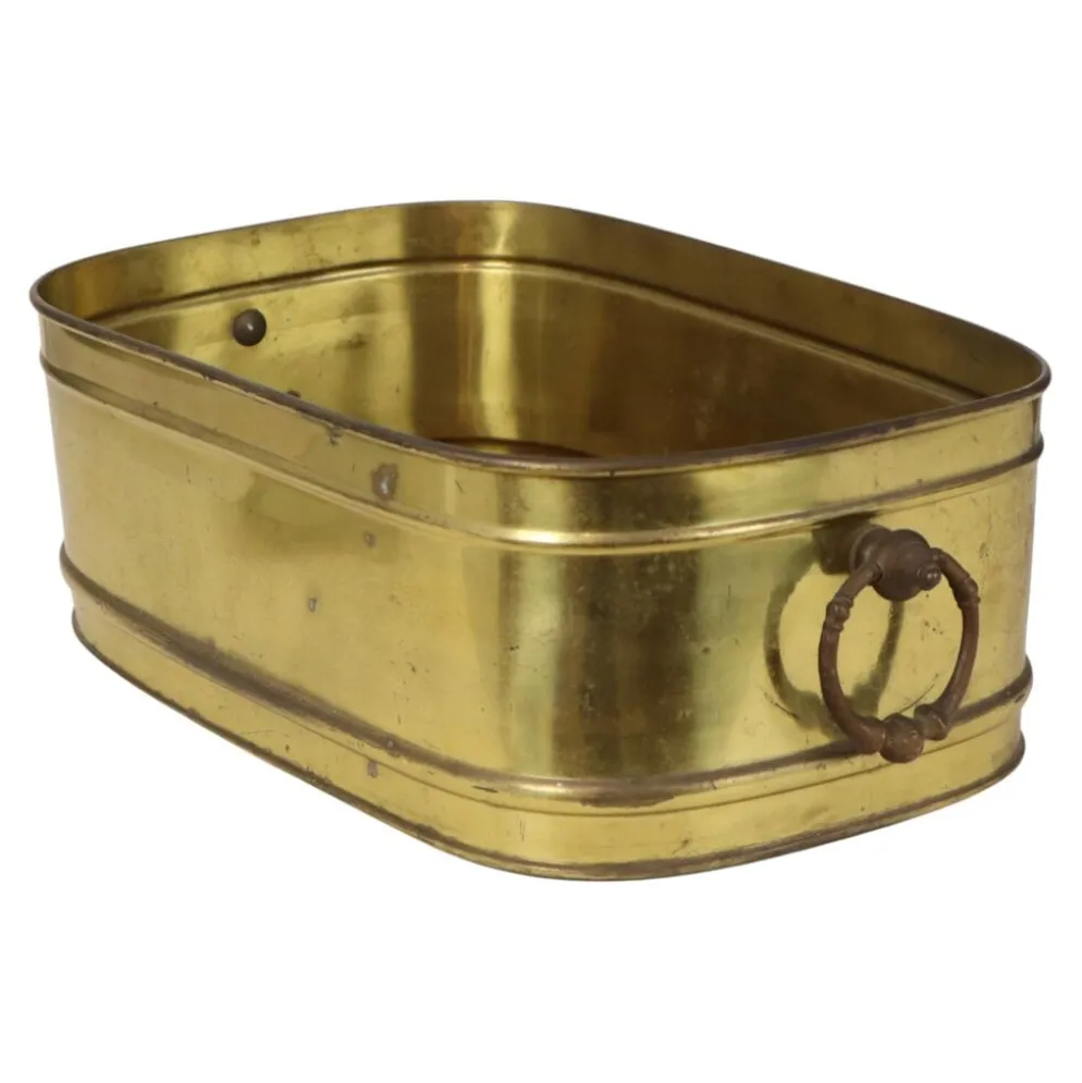 Grand cache-pot ovale en laiton vintage XL 41 cm