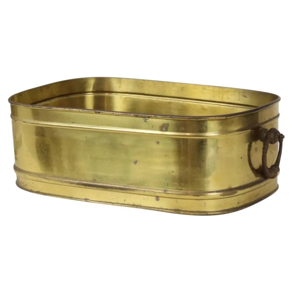 Grand cache-pot ovale en laiton vintage XL 41 cm