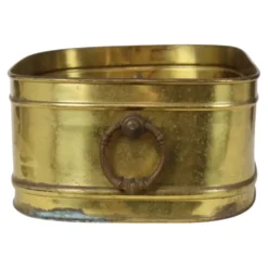 Grand cache-pot ovale en laiton vintage XL 41 cm