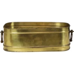 Grand cache-pot ovale en laiton vintage XL 41 cm