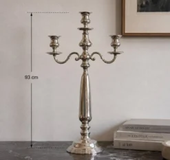 Grand candélabre en acier inoxydable à trois bras, années 1990