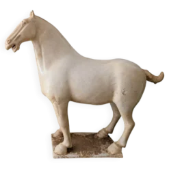 Grand cheval de style Tang en céramique craquelée 40 cm