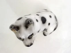 Grand chien en céramique (H 46 cm) noir & blanc