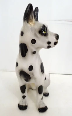Grand chien en céramique (H 46 cm) noir & blanc