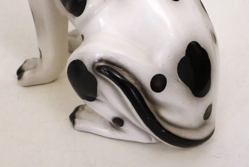 Grand chien en céramique (H 46 cm) noir & blanc