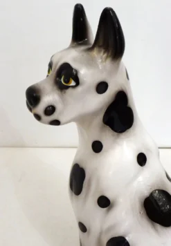 Grand chien en céramique (H 46 cm) noir & blanc