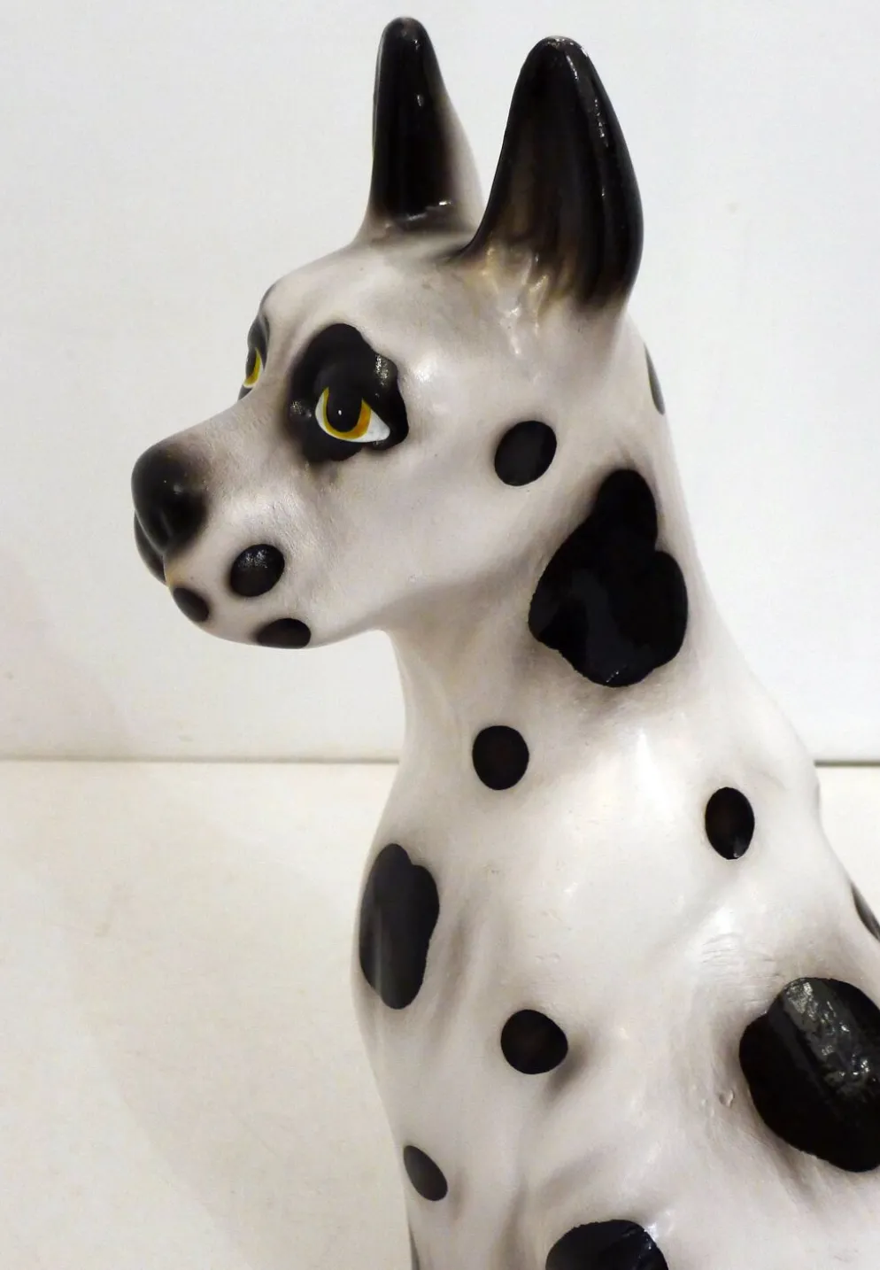 Grand chien en céramique (H 46 cm) noir & blanc