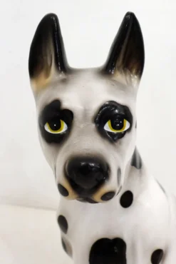 Grand chien en céramique (H 46 cm) noir & blanc