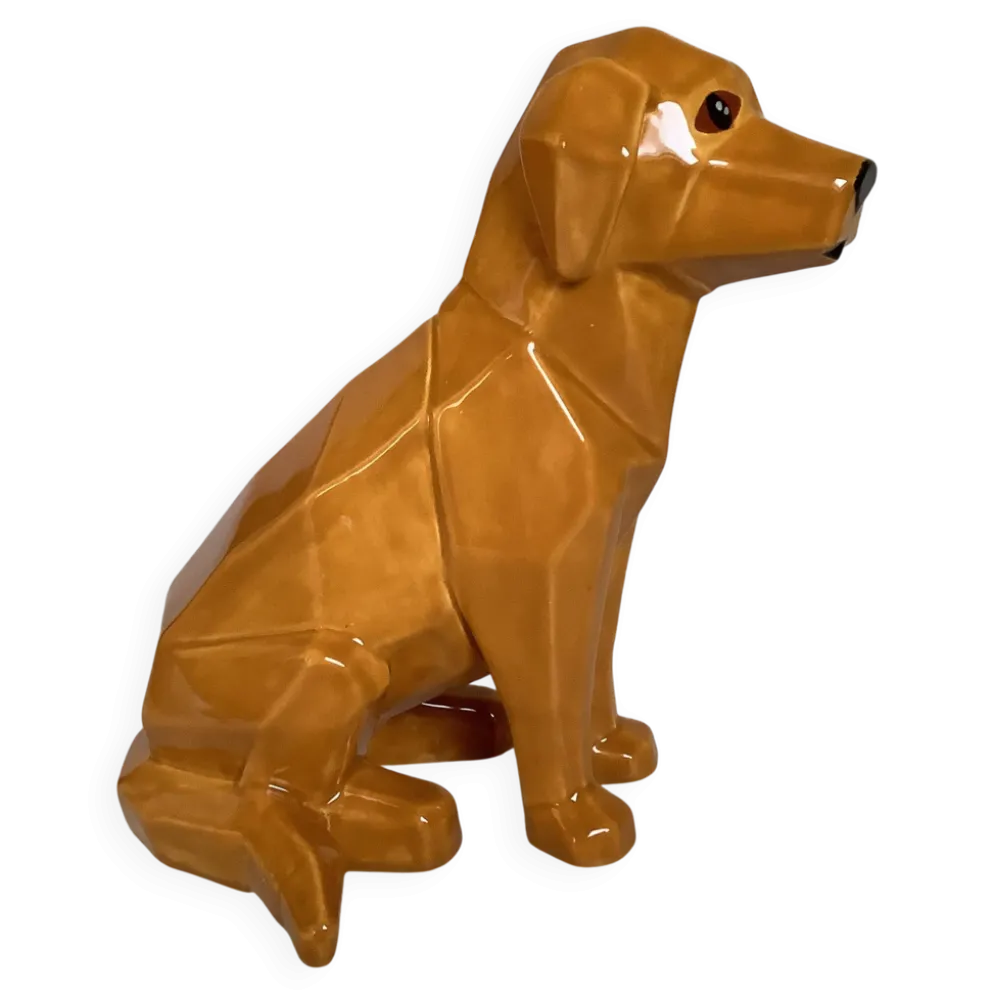 Grand chien style origami céramique