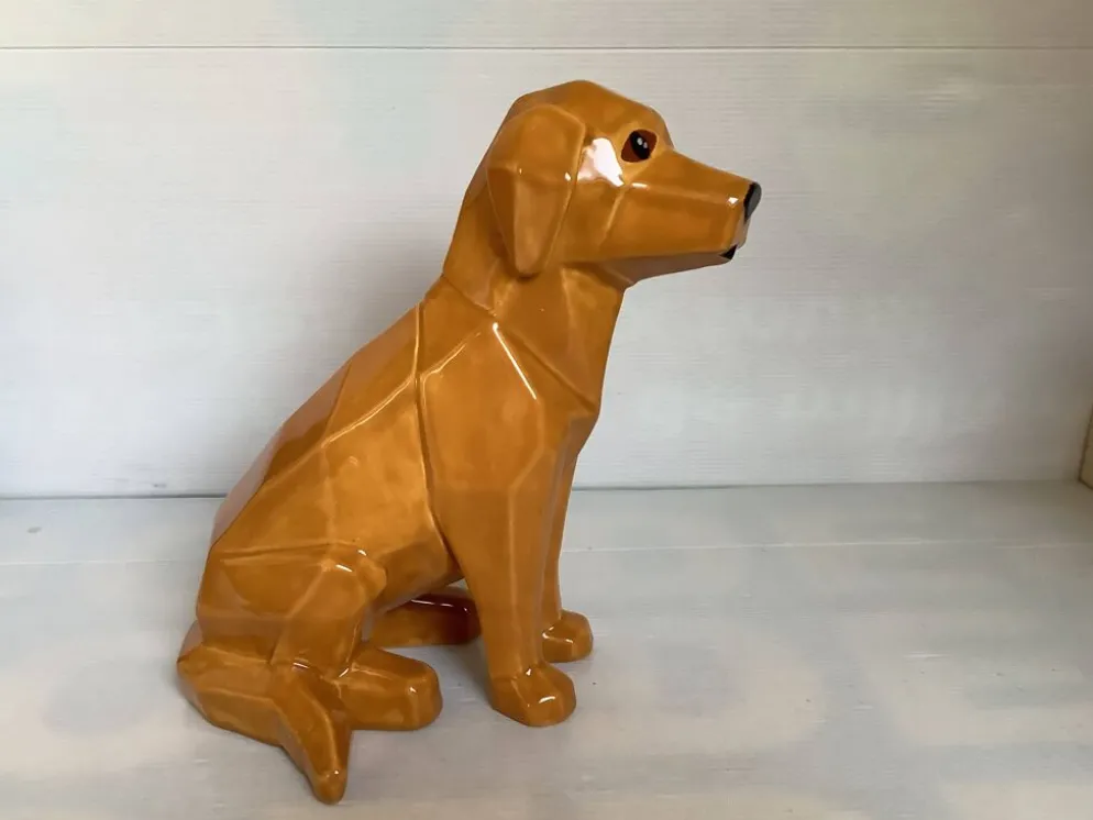 Grand chien style origami céramique