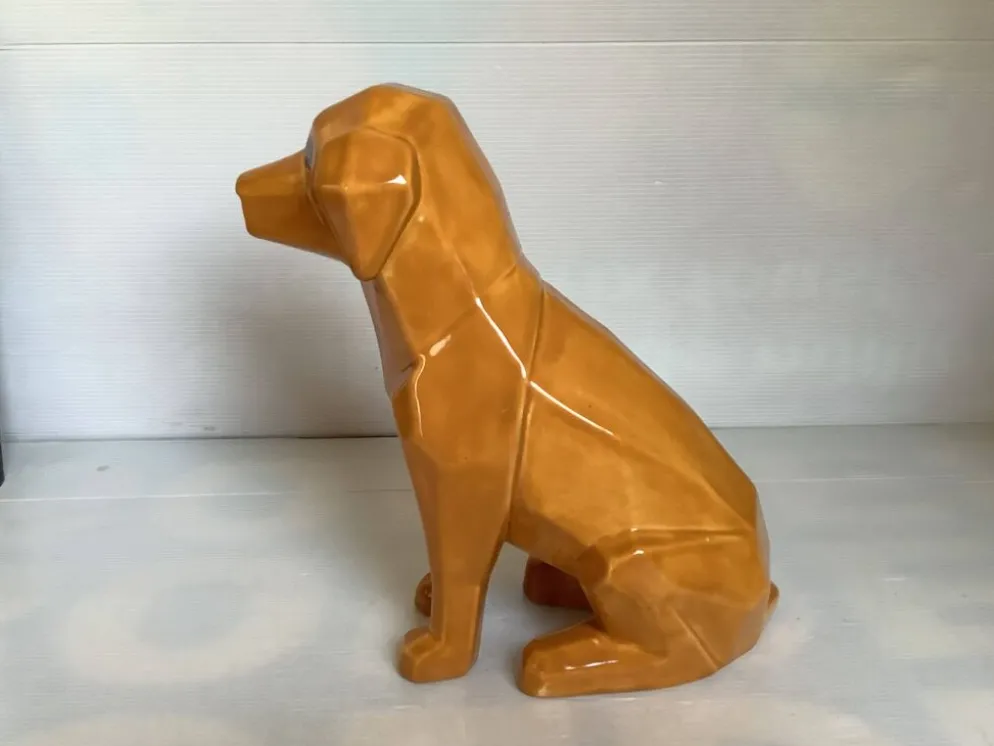 Grand chien style origami céramique