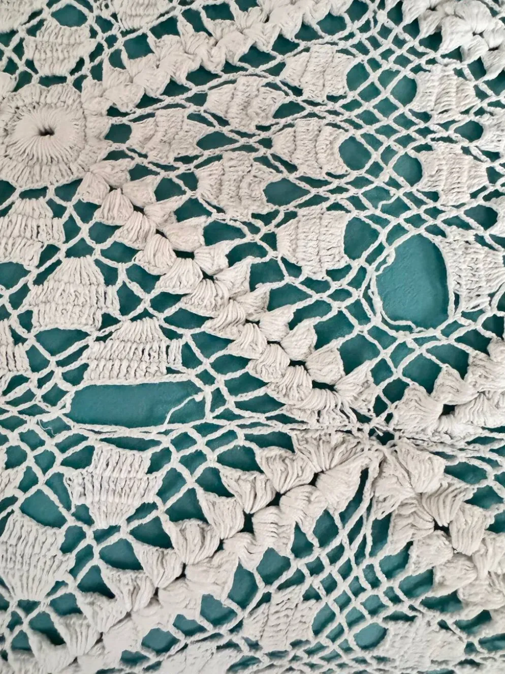 Grand dessus de lit vintage au crochet fait main
