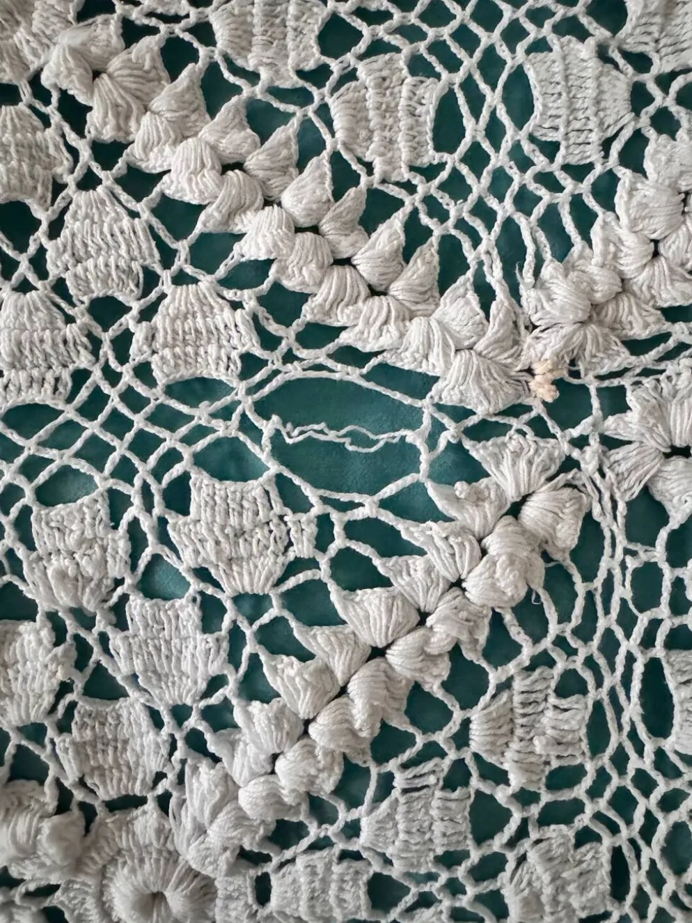 Grand dessus de lit vintage au crochet fait main