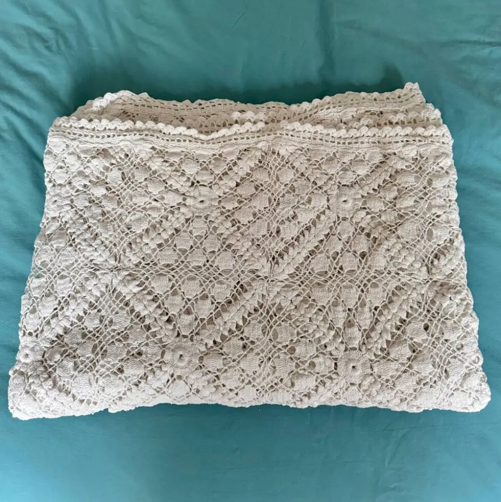 Grand dessus de lit vintage au crochet fait main