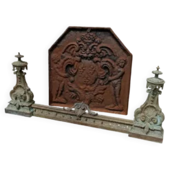 Grand Devant Cheminée Bronze 49cm 11kg - Marqué DB 539 - Barre 113cm