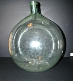 Grande Bonbonne Dame-Jeanne en verre vert clair vintage 20L H42cm