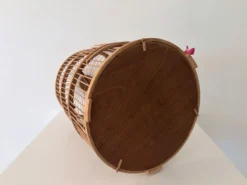 Grande Cage à oiseaux en bambou et rotin des années 70